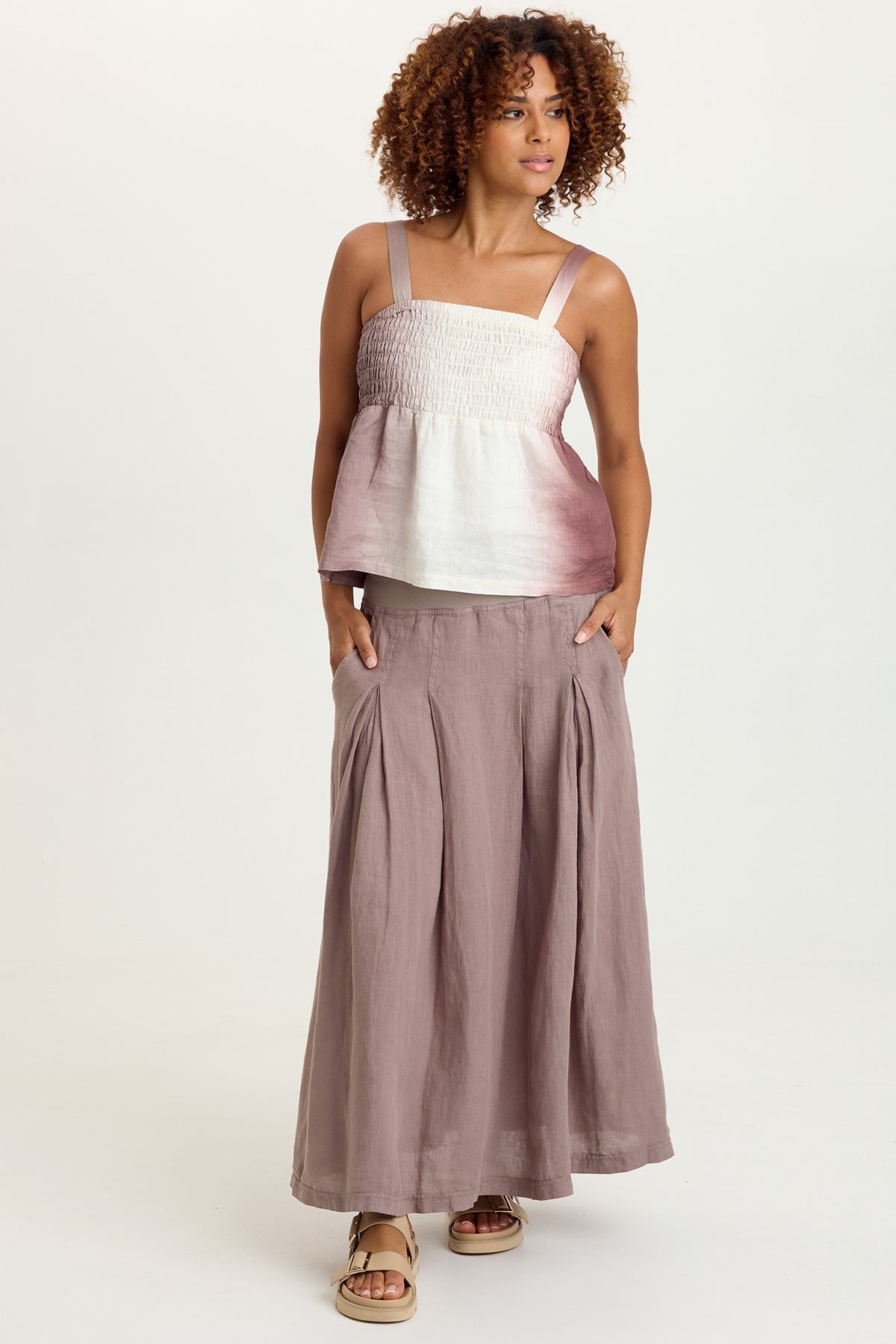 Aderyn Linen Pleated Skirt