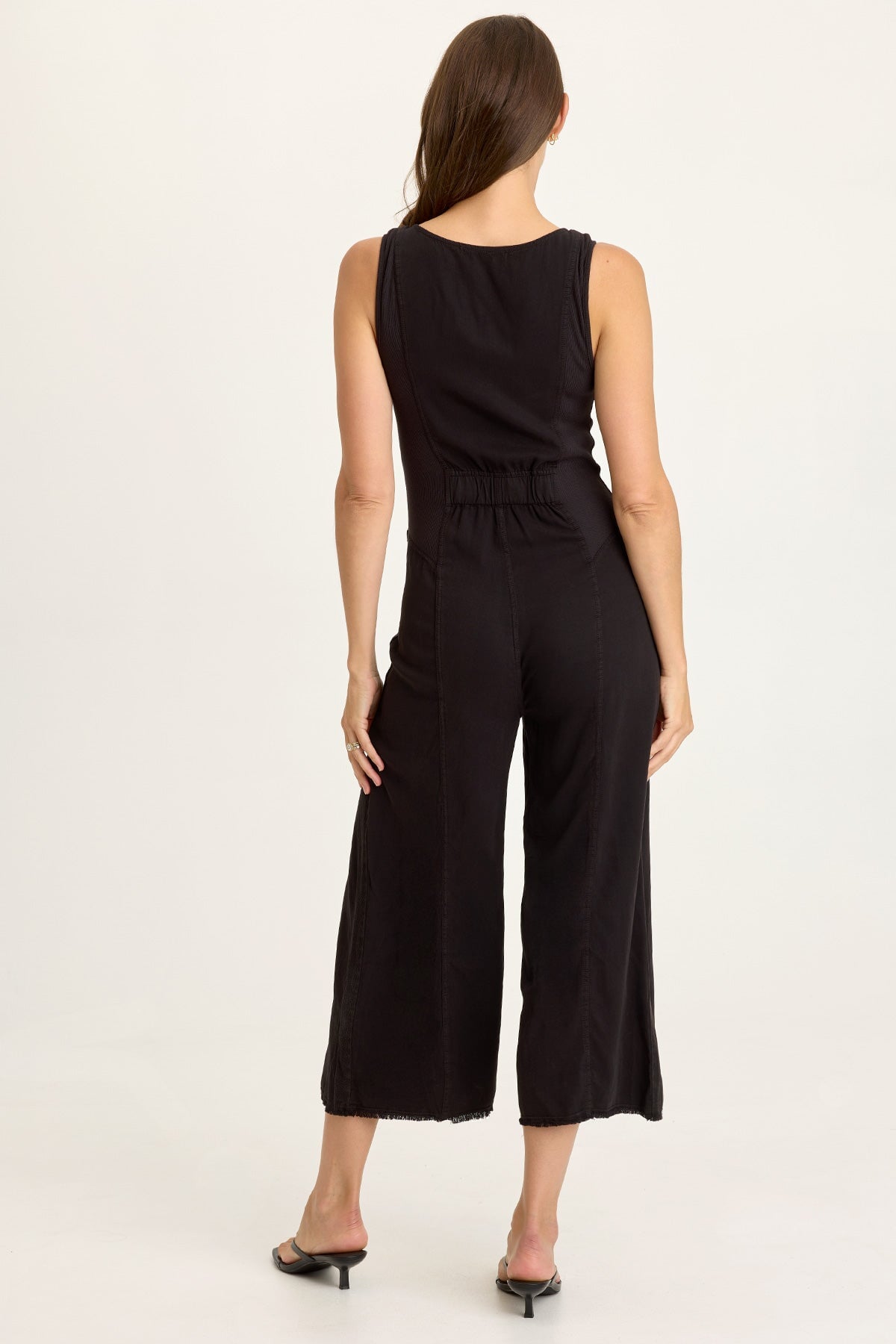 Linette Twill Zip-Up V-Neck Jumpsuit