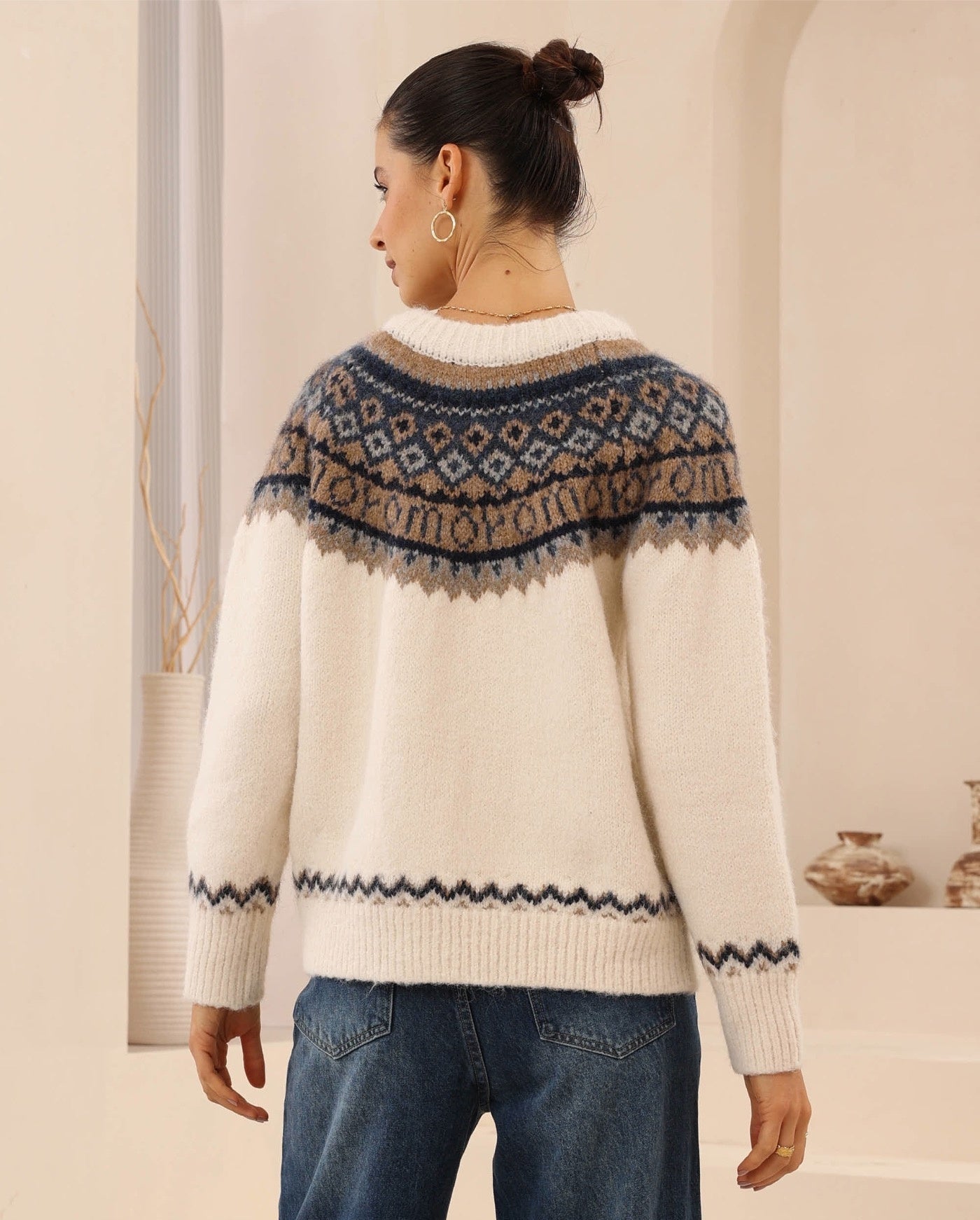 Elyska Beige Print Cardigan | Women's Knit Cardigan