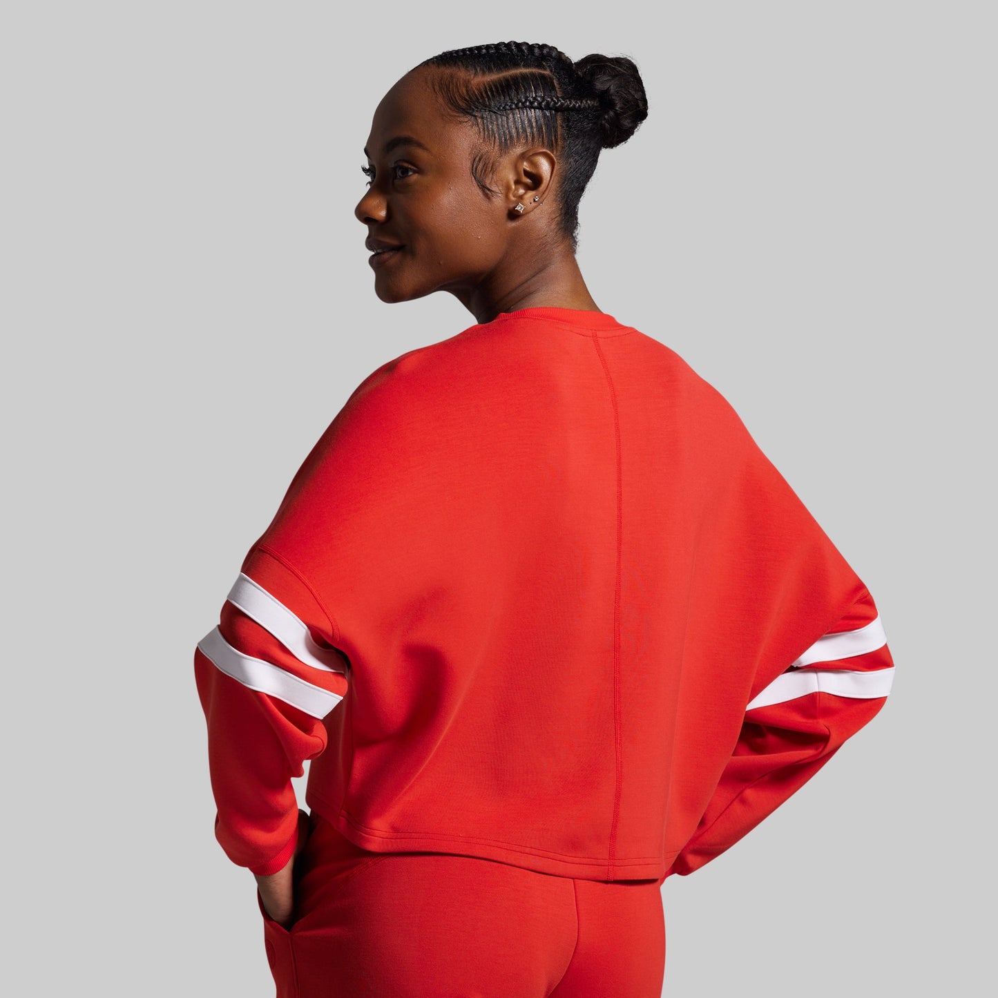 Lounge Lux Varsity Cropped Pullover (Regal)