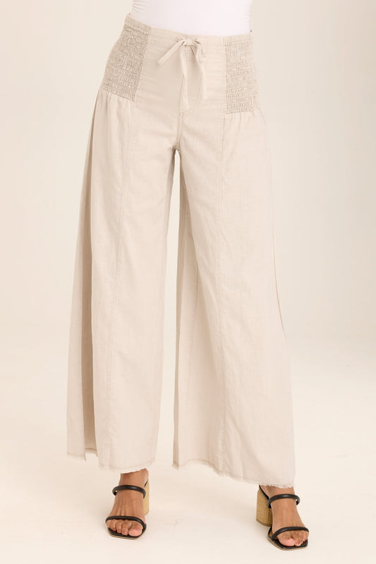 Kaj Wide Leg Cotton Linen Flare Pant
