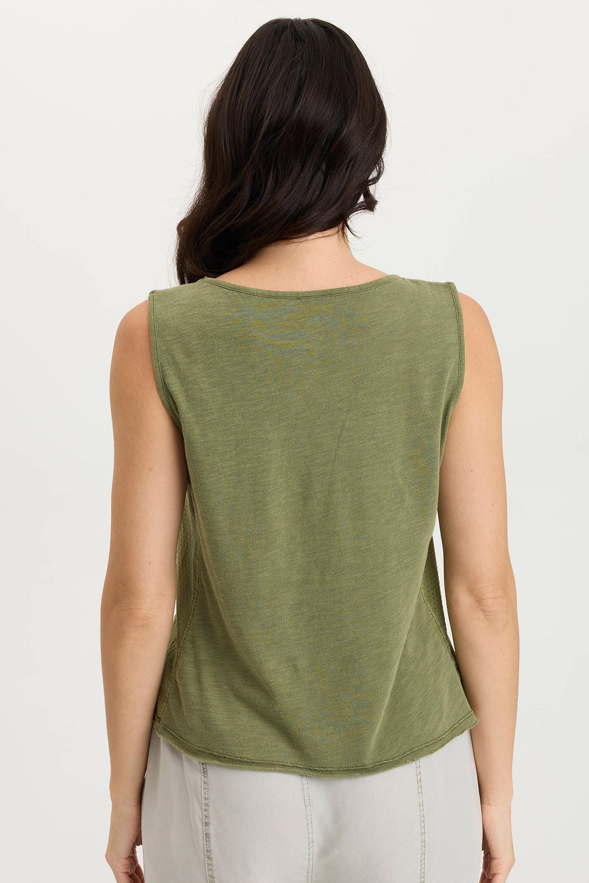 Landis Tank Top in Perforated Poplin