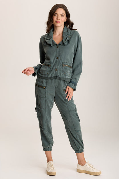 Oziel Twill Utility Jacket with Drawstring Collar