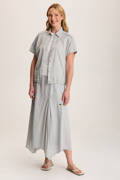 Inola Linen Cinched Button-Up Top