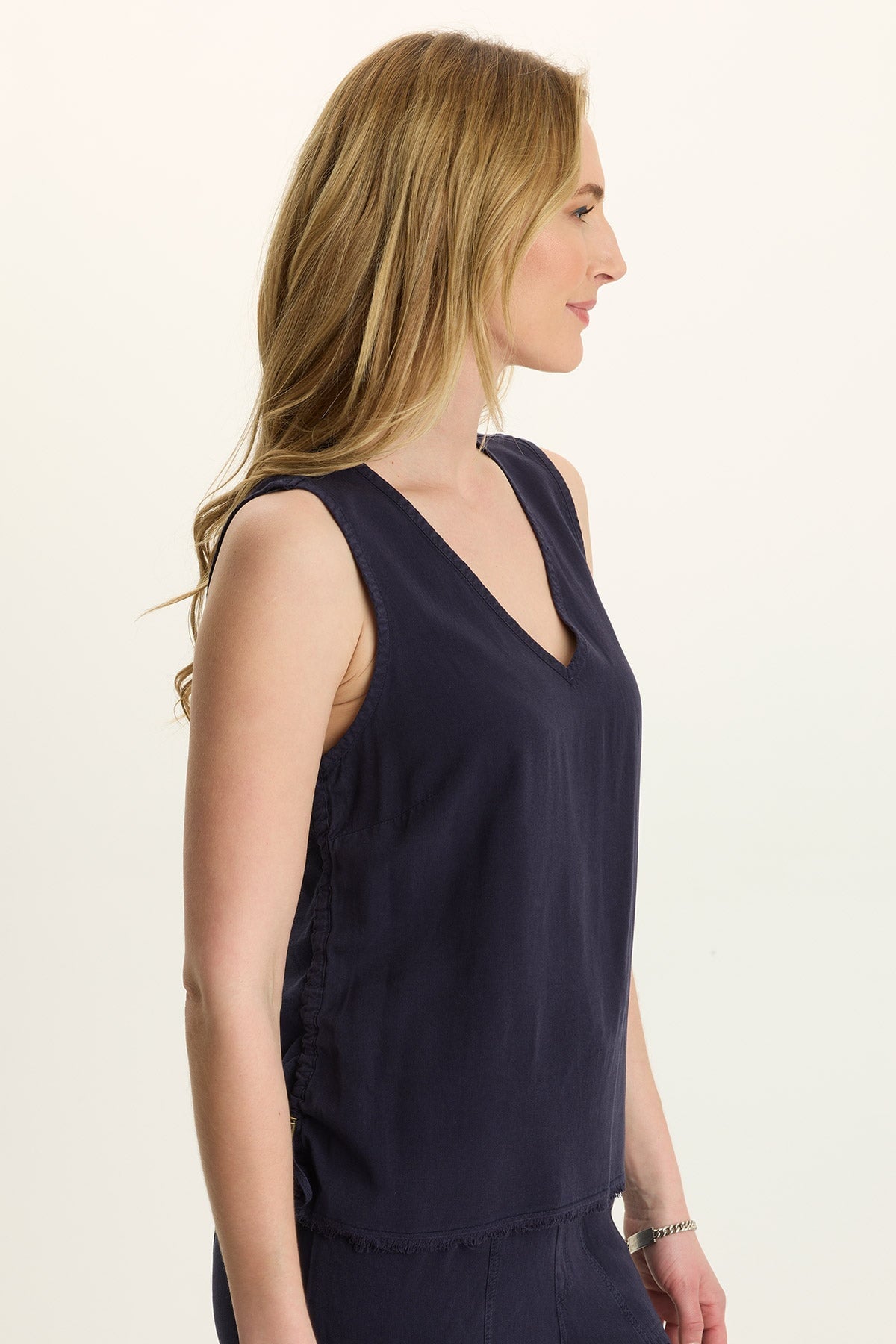 Ileana Cinched Soft Twill V-Neck Tank