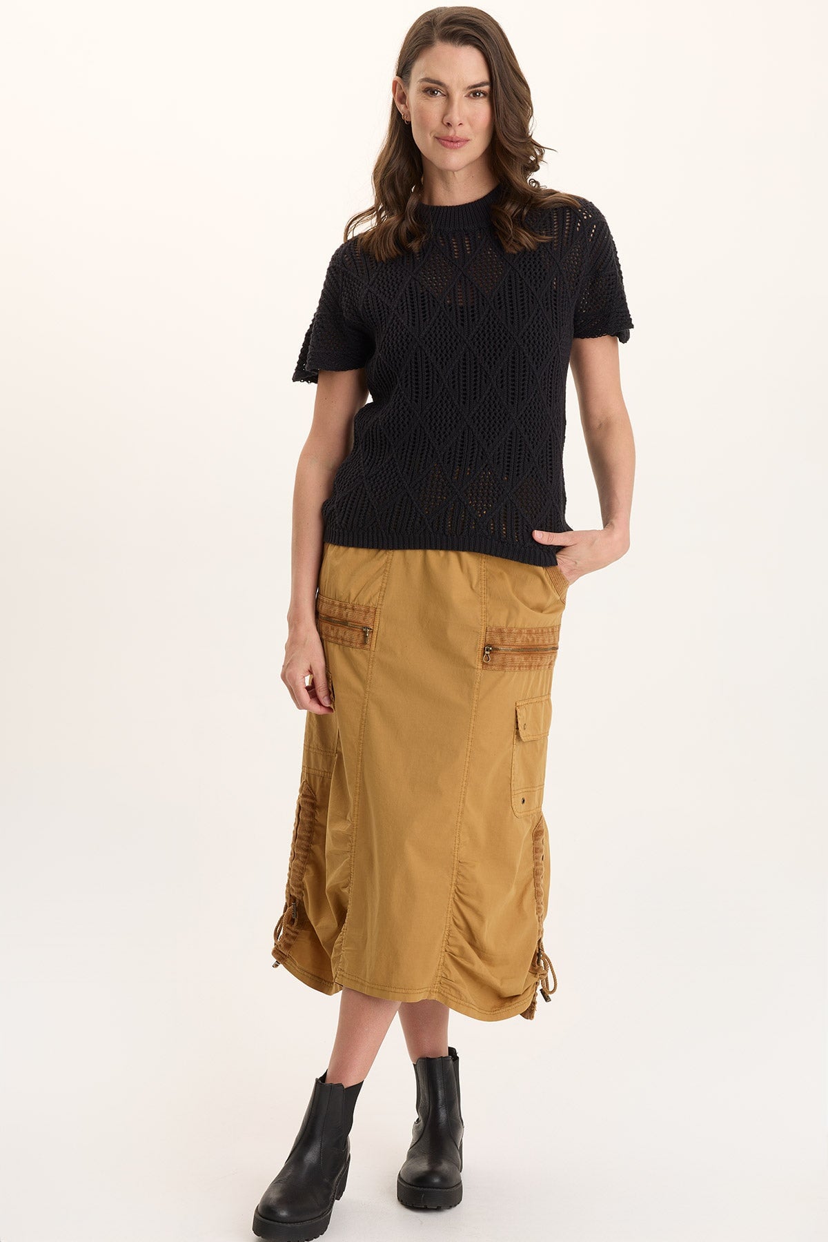 Copeland Cotton Knit Short-Sleeve Mock Neck Top