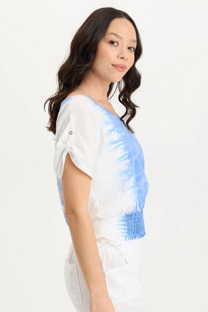 Oko Linen/Jersey Cinched Hem Top