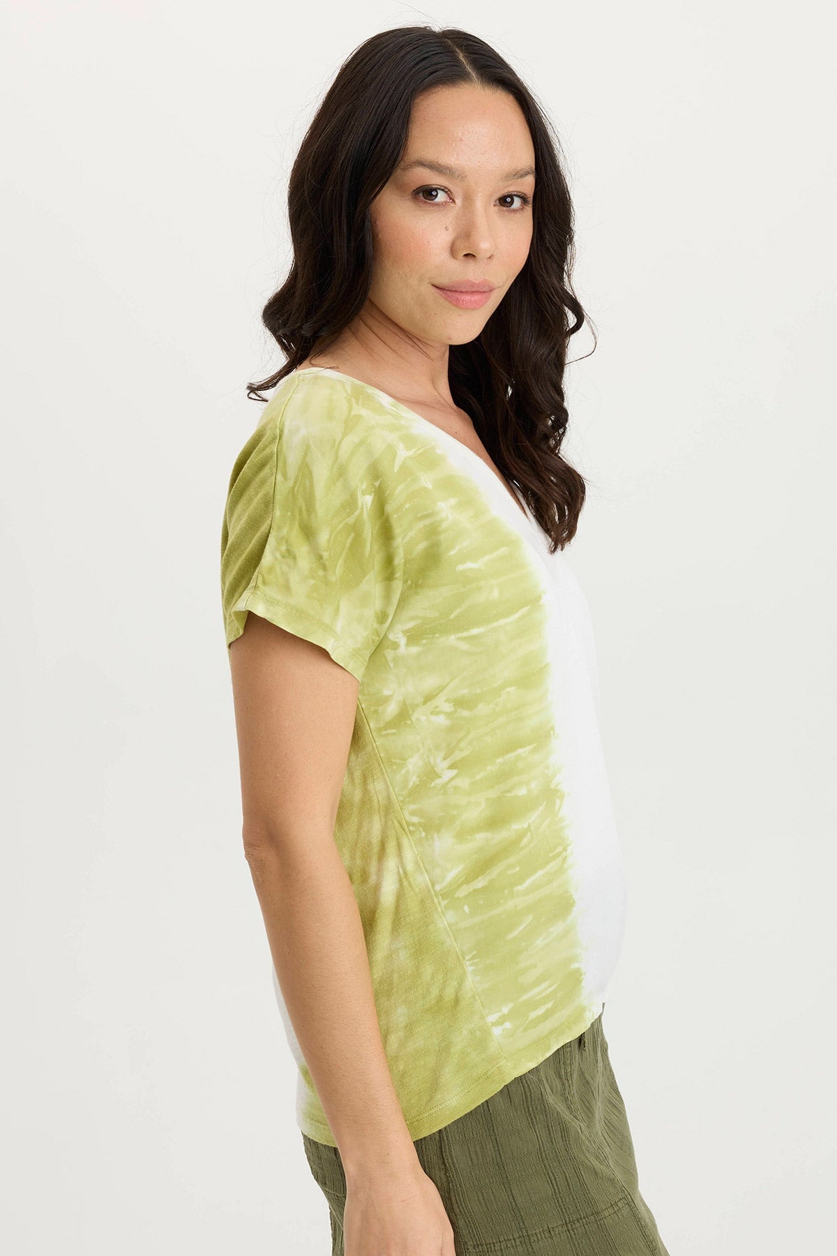 Ulysses Twill/Jersey Oversized V-Neck Top