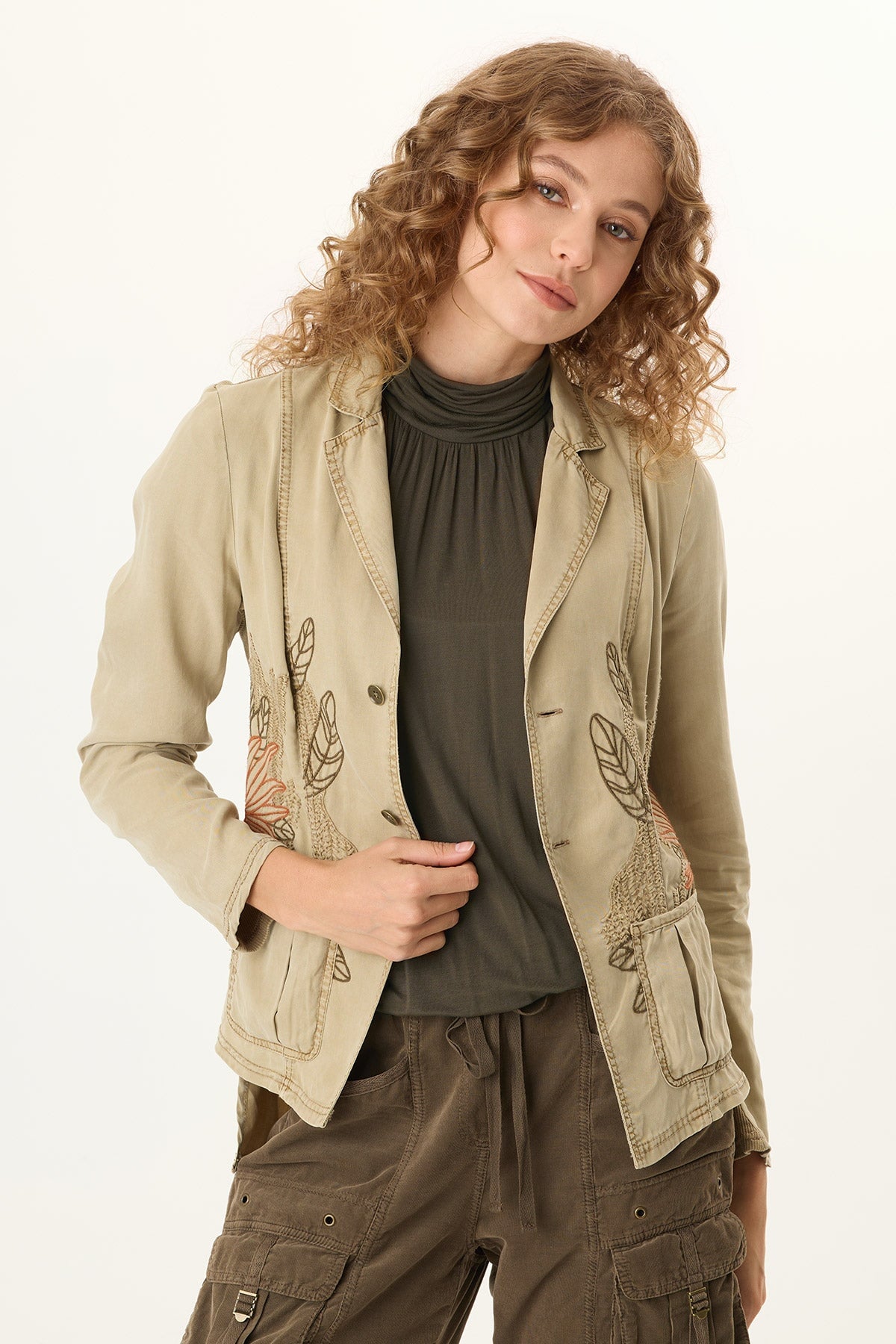 Danski Embroidered Soft Twill Blazer