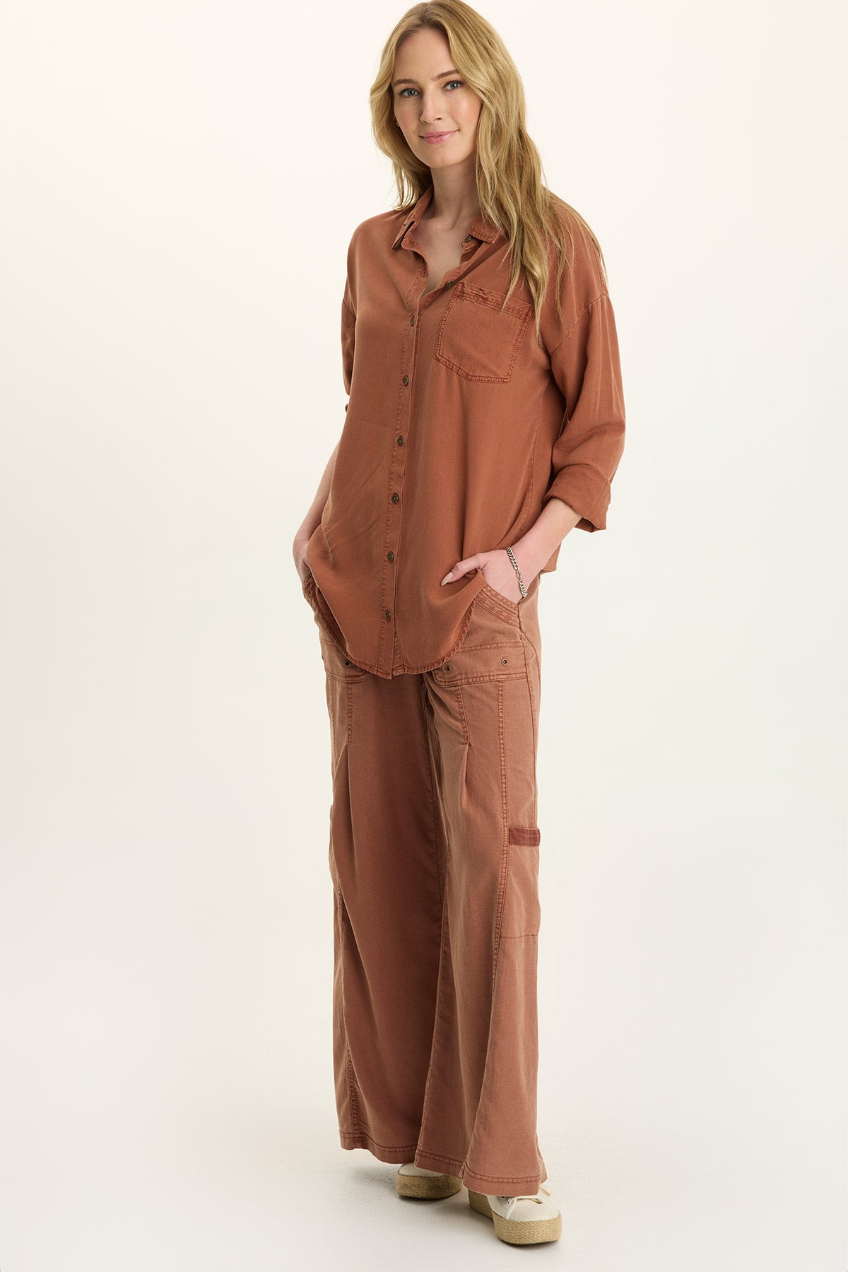 Tove Twill Cargo Wide-Leg Pant