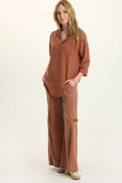 Tove Twill Cargo Wide-Leg Pant