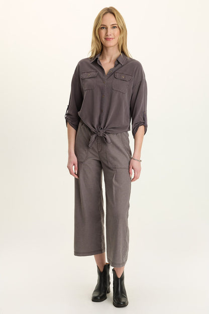 Eileen Twill Wide-Leg Crop Pant