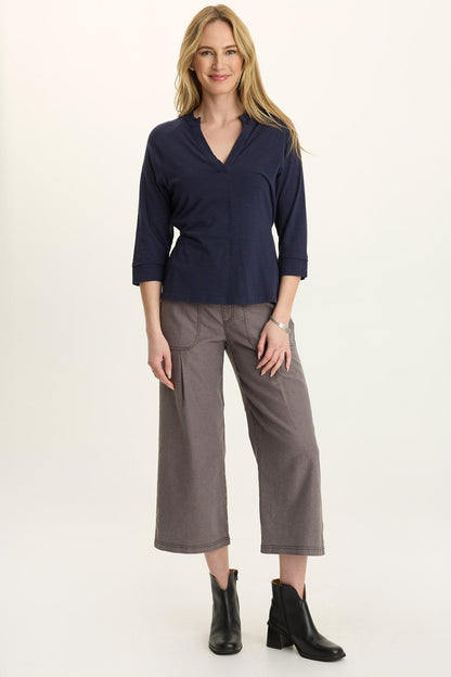 Eileen Twill Wide-Leg Crop Pant