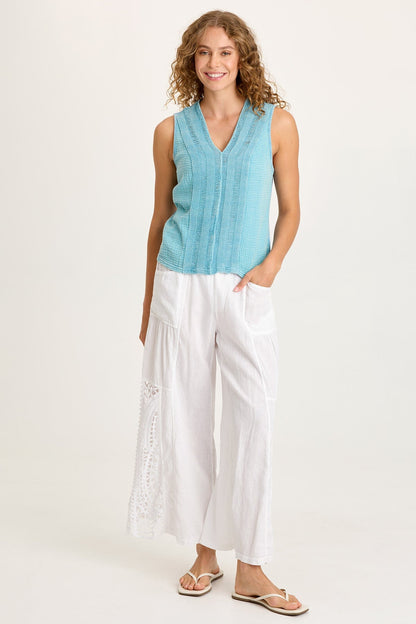 Reid Gauze/Crochet V-Neck Tank