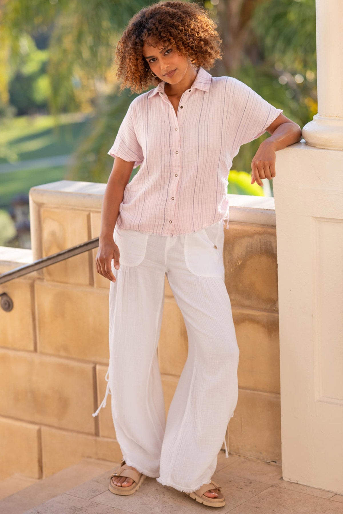 Muriel Gauze Wide-Leg Pant