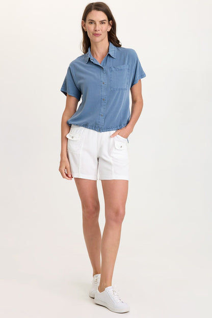 Zane Twill Snap-Up Top