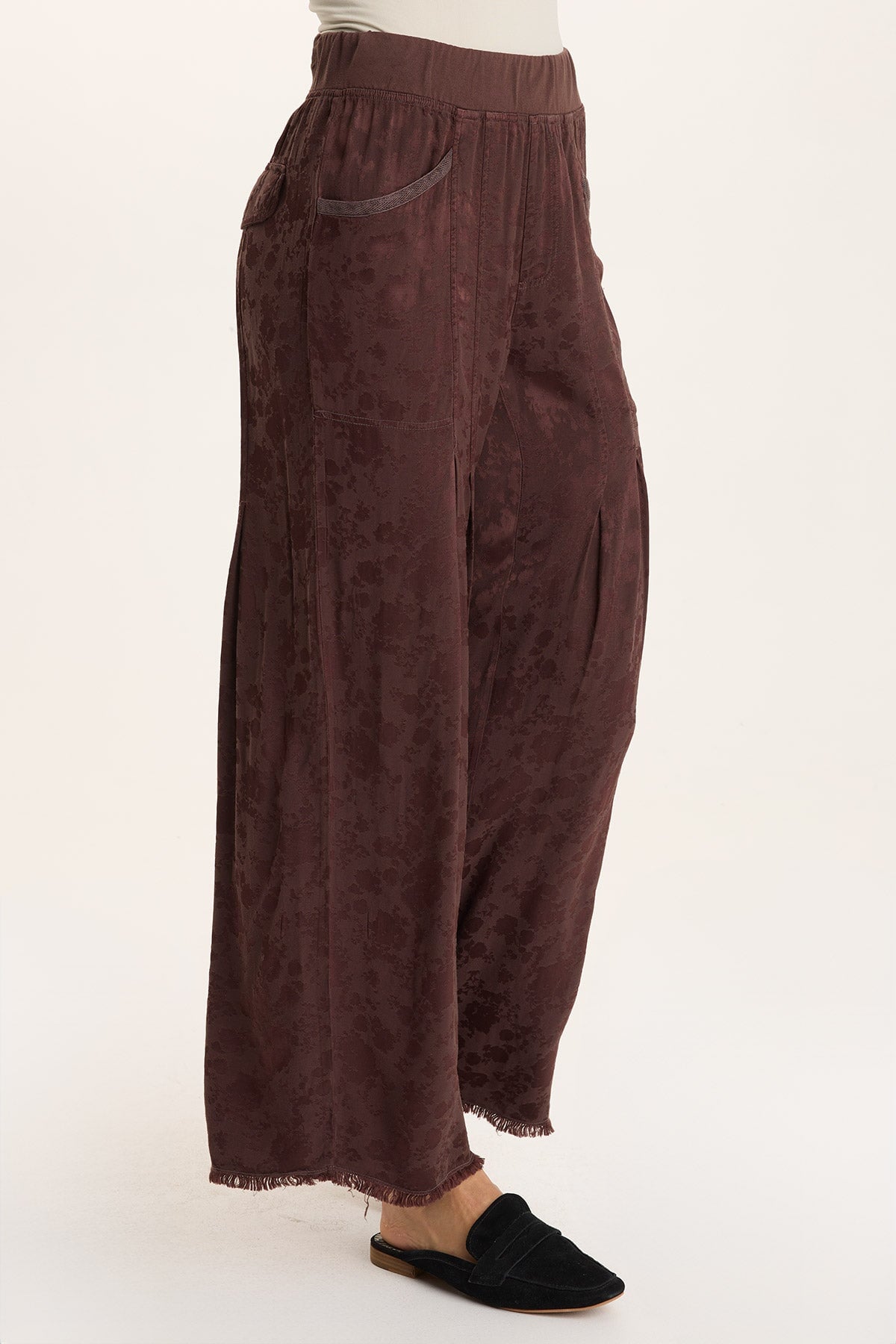 Twaina Textured Satin Soft Volume Wide Leg Pant