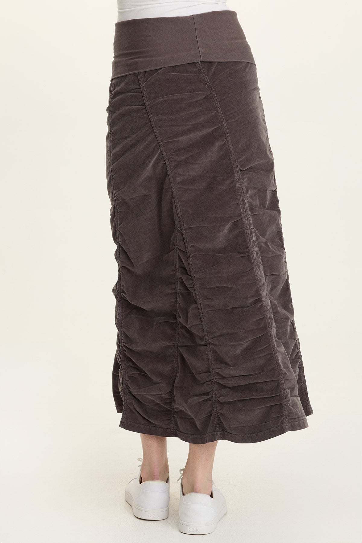 Cord Shirred Peasant Skirt