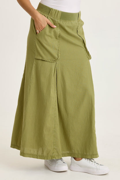 Emerie Linen Inverted Box Pleat Skirt