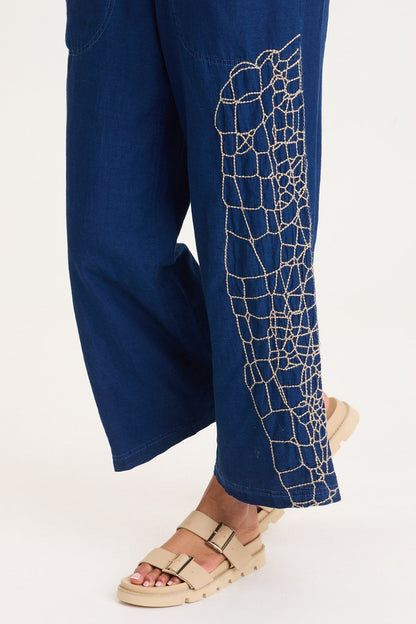Gemmell Embroidered Mock-Denim Jumpsuit