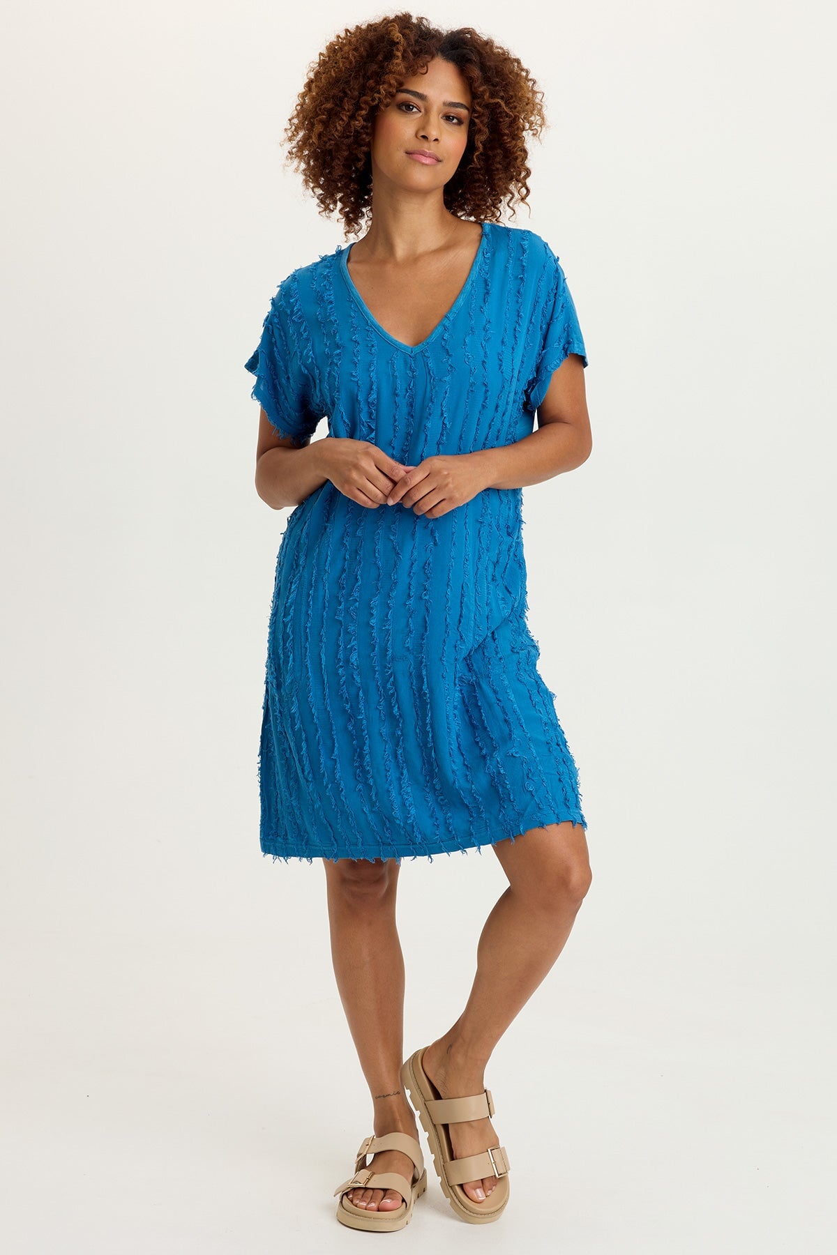 Kenyon Stripe Voile V-Neck Dress