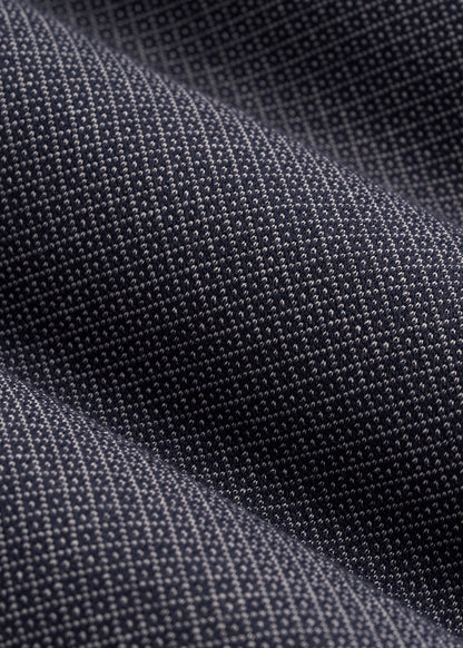Embossed Geo Zip Collar Polo Shirt for Tall Men in Evening Blue
