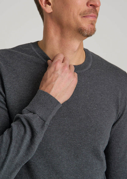 Everyday Crewneck Sweater for Tall Men in Charcoal Mix