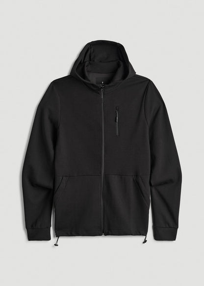 Tech-Knit Long Track Jacket for Tall Men in Black
