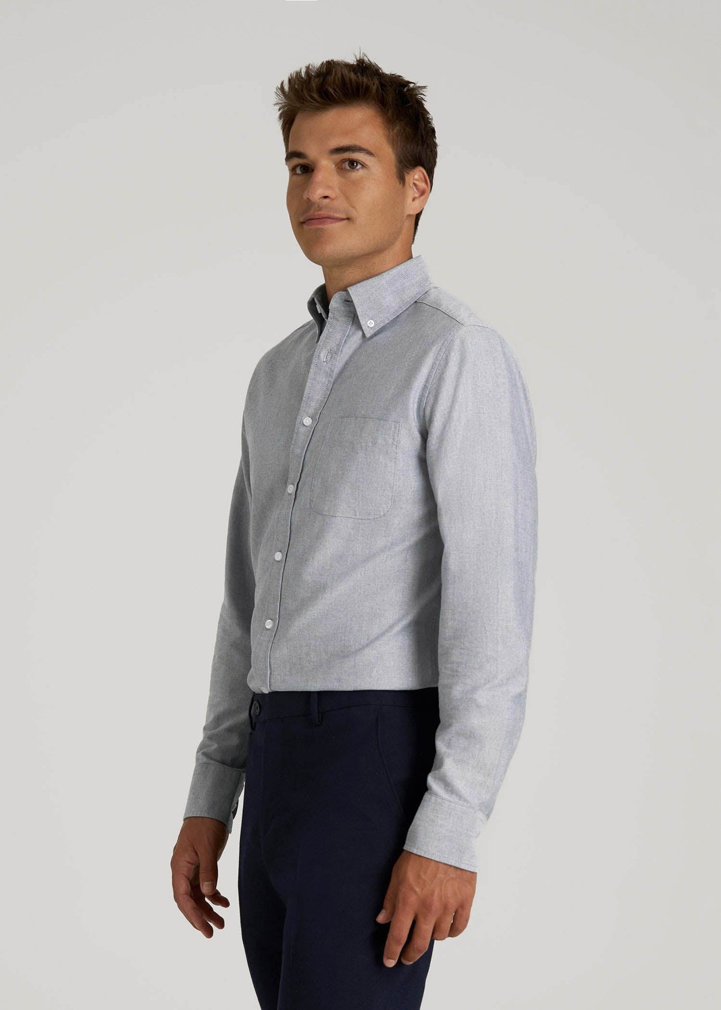 Oxford Cloth Button Down Shirt for Tall Men in Tradewinds Blue