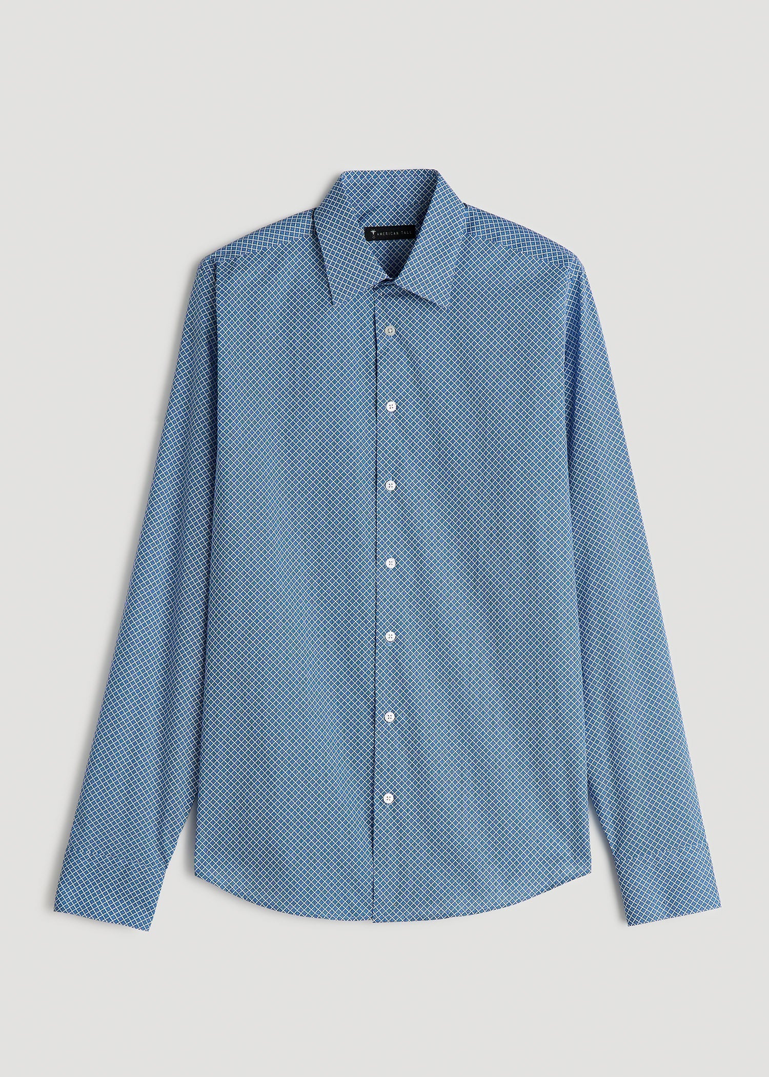 Premium Dress Shirt for Tall Men in Blue Geometric