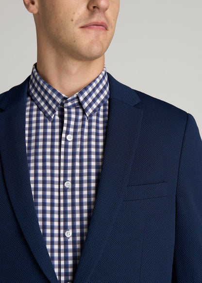 Textured Blazer for Tall Men in Navy Blue