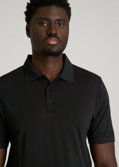 Performance Vented Golf Polo for Tall Men in Black