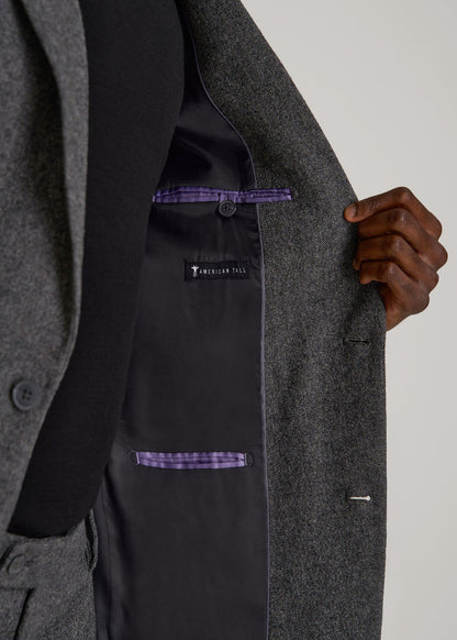 Wool Blend Blazer for Tall Men in Anthracite Tweed