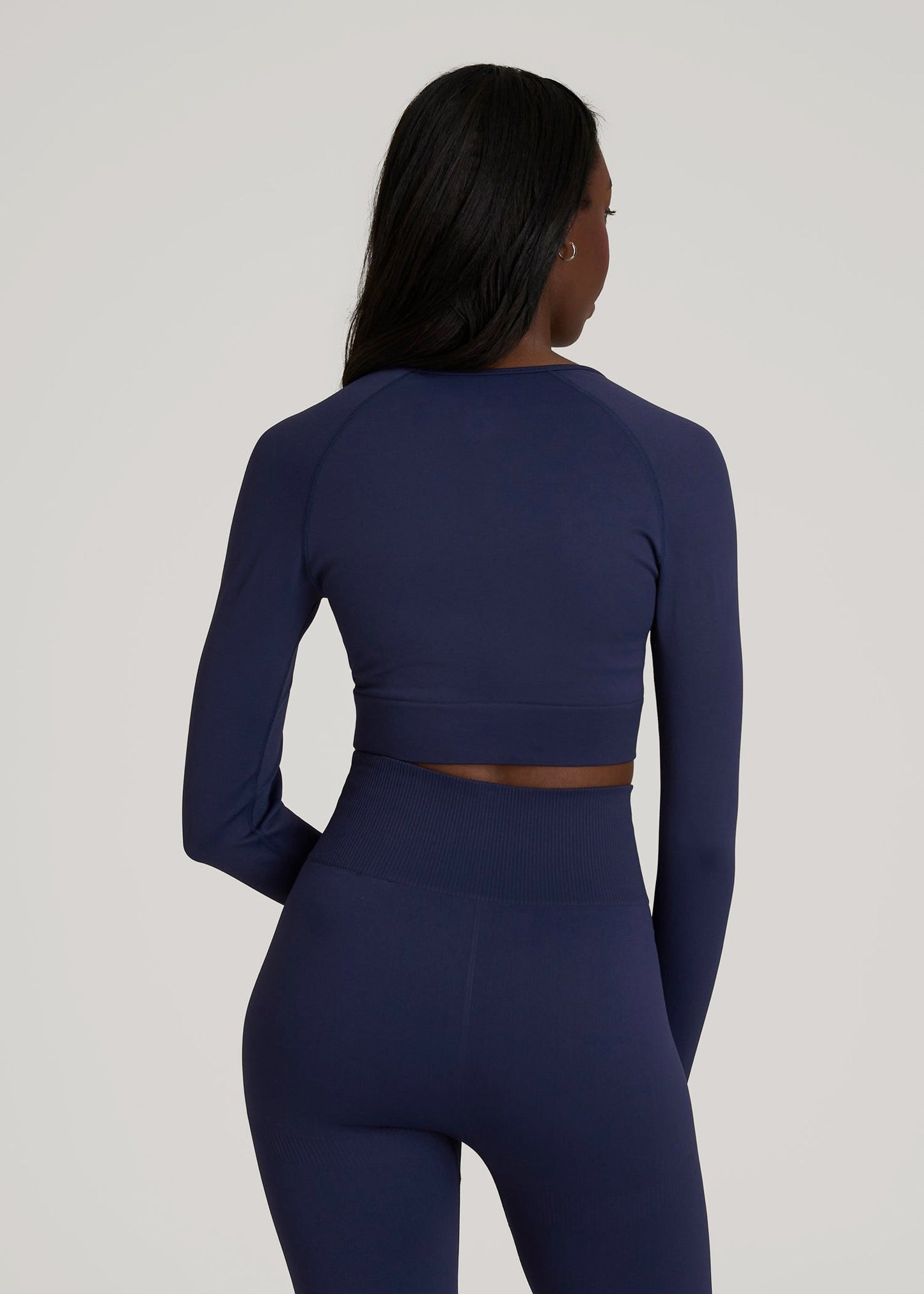 Compression Long Sleeve Cropped Training Top for Tall Women in Regal Blue