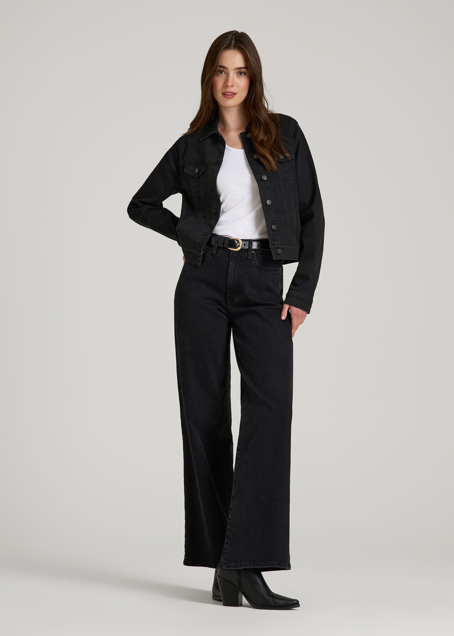 Classic Denim Jacket for Tall Women in Black
