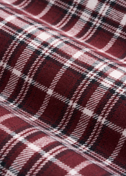 Tie Waist Flannel Pajama Pants for Tall Women in Wine and Grey Lilac Plaid