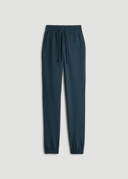 Wearever Fleece Slim Fit High-Waisted Garment Dye Sweatpants for Tall Women in Bright Navy