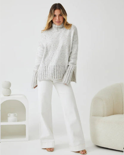 Chesterfield Jumper - Grey | Women's Heavyweight Turtleneck Jumper
