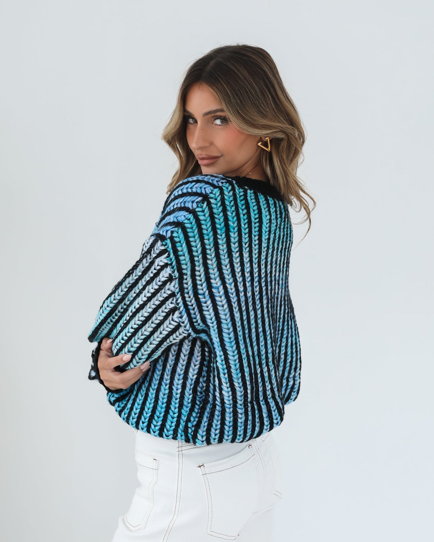 Daleena Blue Multi Knit | Women's Knit Jumper