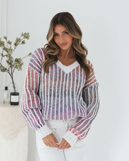 Daleena Pink Multi Knit | Women's Knit Jumper