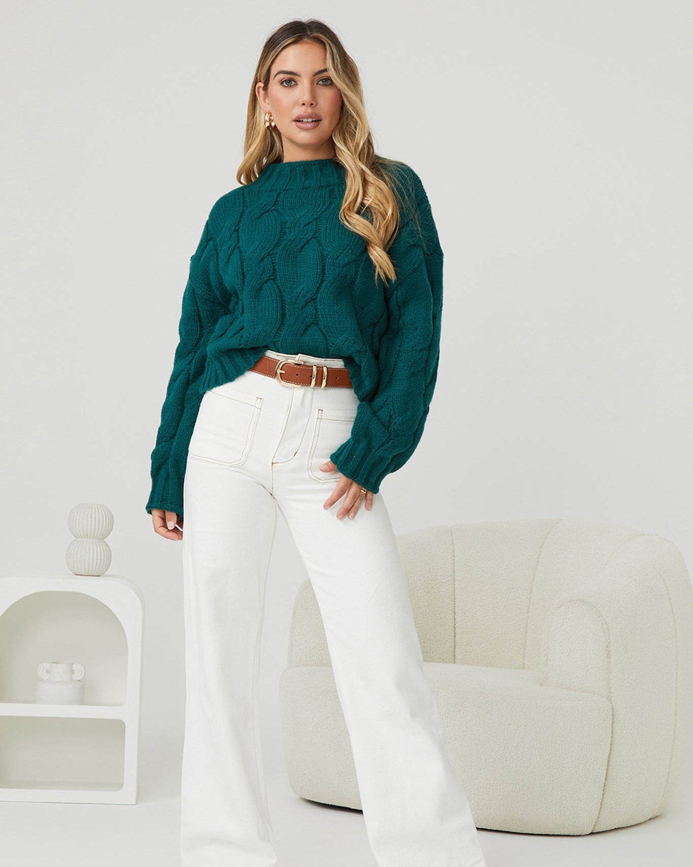 Hadi Knit - Dark Green | Women's Relaxed Fit Knit Jumper