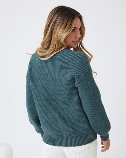 Harvie Knit - Petrol | Women's Wool Blend Jumper