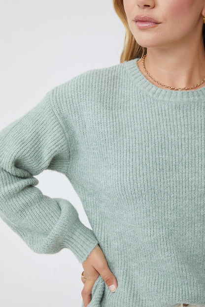 Harvie Knit - Sage | Women's Wool Blend Jumper