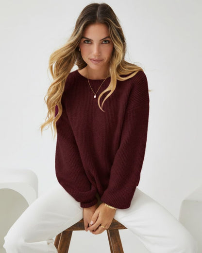 Harvie Knit - Wine | Women's Wool Blend Jumper