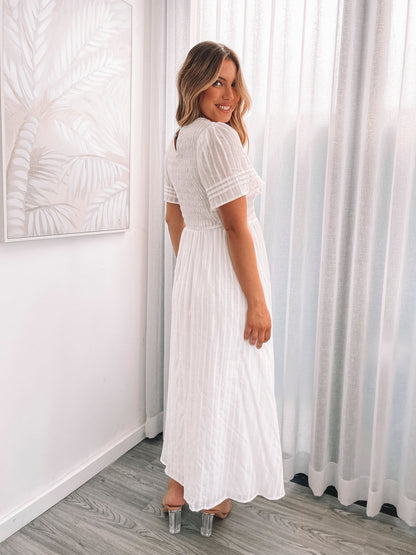 Iolana Dress - White | Women's Cotton Smock Midi Dress