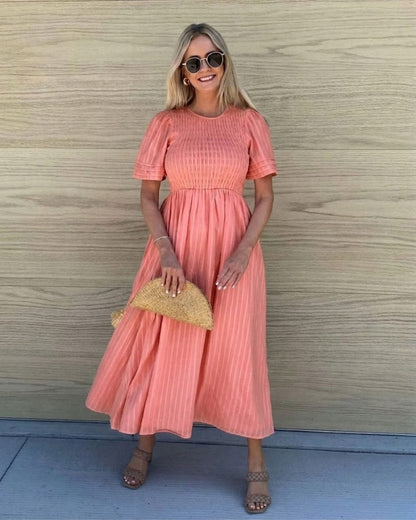 Iolana Coral Midi Dress | Women's Cotton A-Line Midi Dress