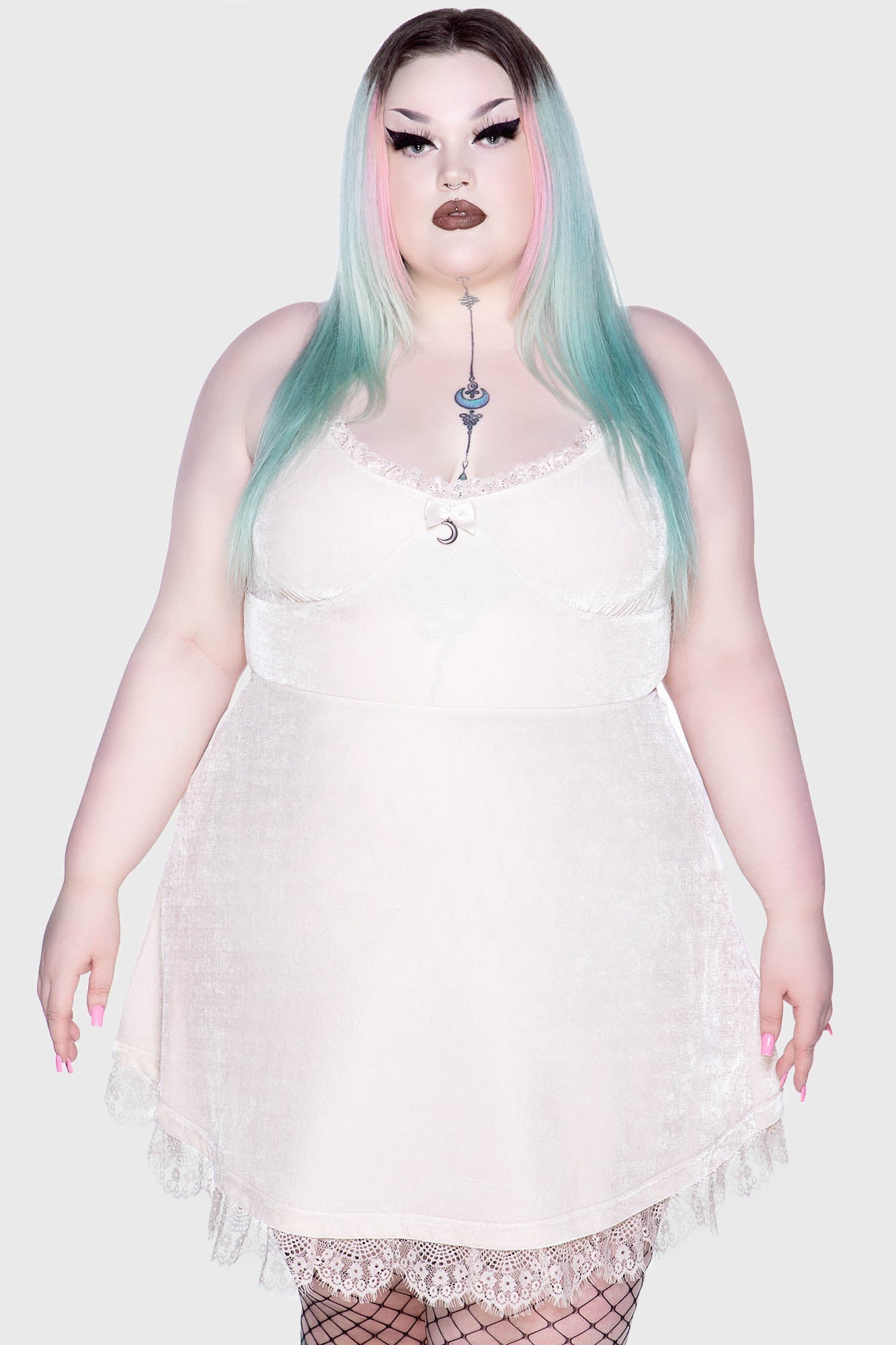 Moonstruck Velvet Skater Dress [Ivory]