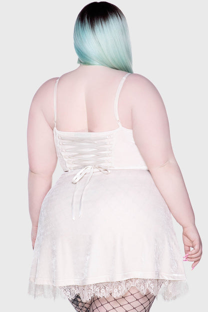Moonstruck Velvet Skater Dress [Ivory]