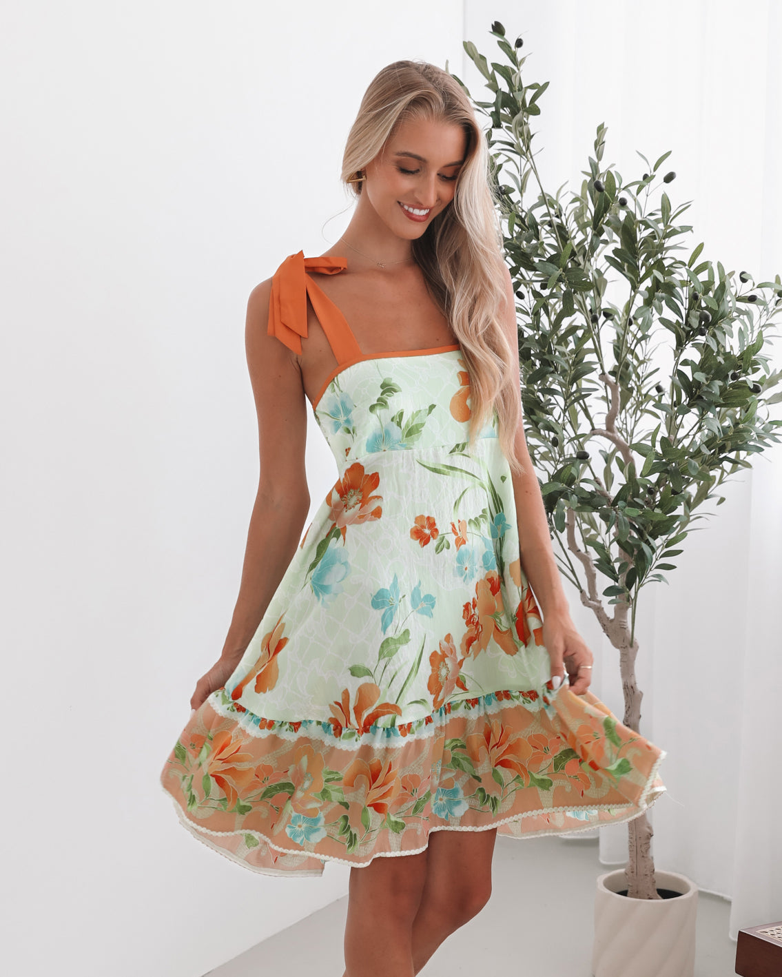 Matilde Green Floral Dress | Women's Floral Mini Dress