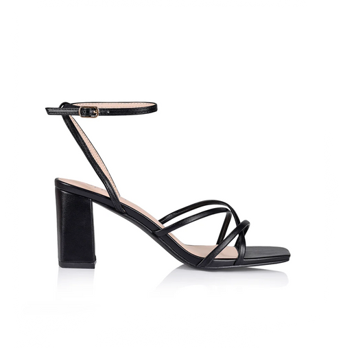 Nakita Black Heels | Women's Block Heel Sandals
